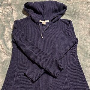 Max Studio Navy Blue Hooded Knitted Sweater